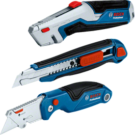 Ensemble de 3 couteaux utilitaires Bosch avec poignées ergonomiques.