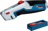 Ensemble de couteaux utilitaires Bosch avec système de lames remplaçables.