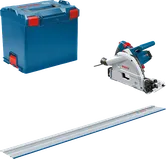 Kit de scie plongeante Bosch GKT 55 GCE avec rail de guidage.