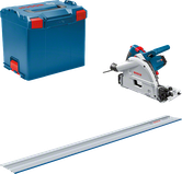 Kit de scie plongeante Bosch GKT 55 GCE avec rail de guidage.