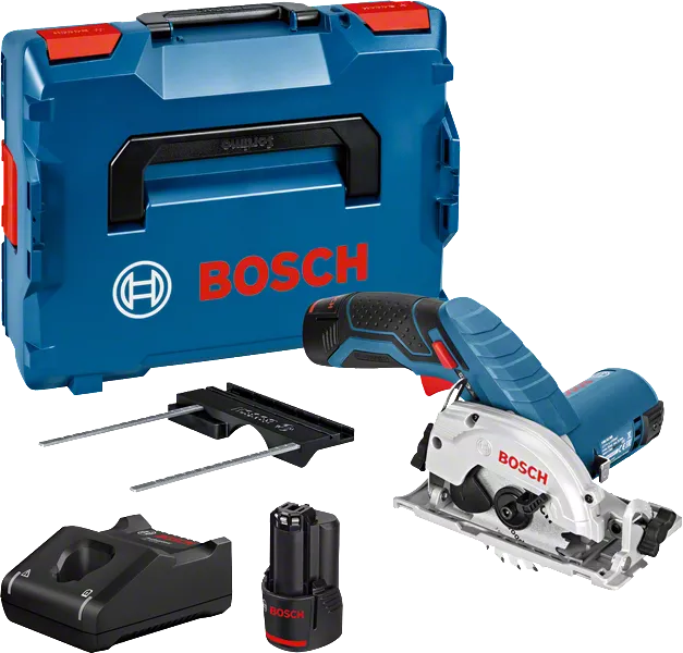 Ensemble de scie circulaire sans fil Bosch GKS 12V-26 avec coffret.