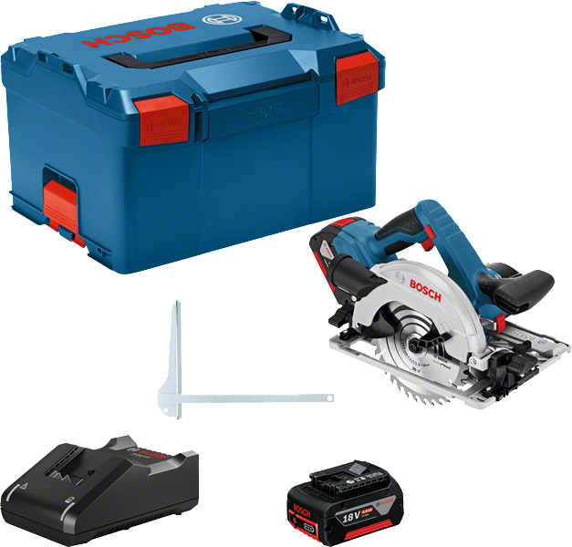 Ensemble de scie circulaire sans fil Bosch GKS 18V-57 G avec coffret.