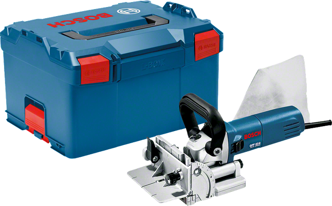 Bosch Professional 0601620070 Fraiseuse à Lamelles GFF 22 A 670W L-BOXX,  Lame acier au Carbure Bleu