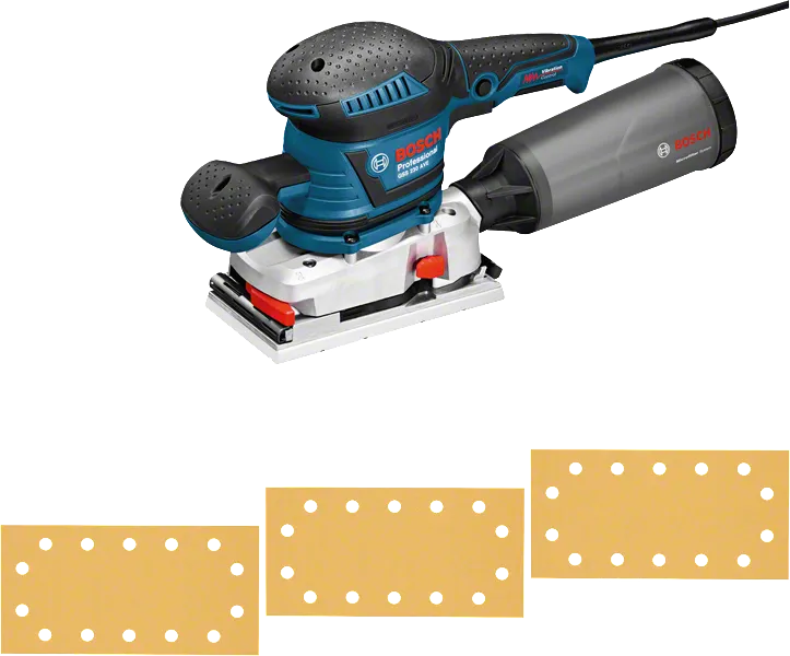 Ponceuse orbitale Bosch GSS 230 AVE avec bac à poussière.