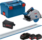 Ensemble de scie plongeante sans fil Bosch GKT 18V-52 GC avec rail de guidage.