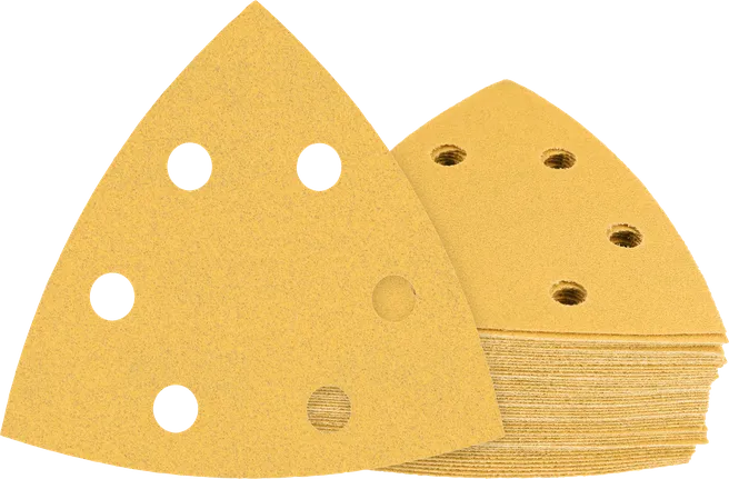Jeu de feuilles abrasives Bosch pour ponceuse multifonction avec trous anti-poussière.