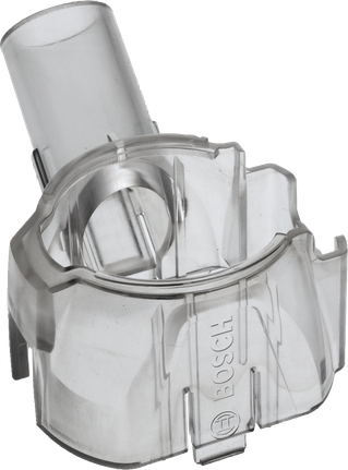 Adaptateur d'aspirateur Bosch transparent, longueur 111 mm.