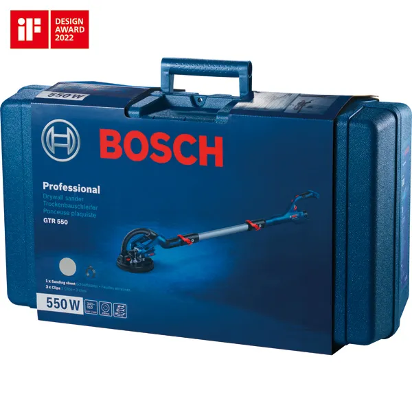 Emballage de la ponceuse à cloison sèche Bosch GTR 550.