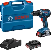 Ensemble de perceuse-visseuse sans fil Bosch GSR 18V-55 avec batterie et chargeur.