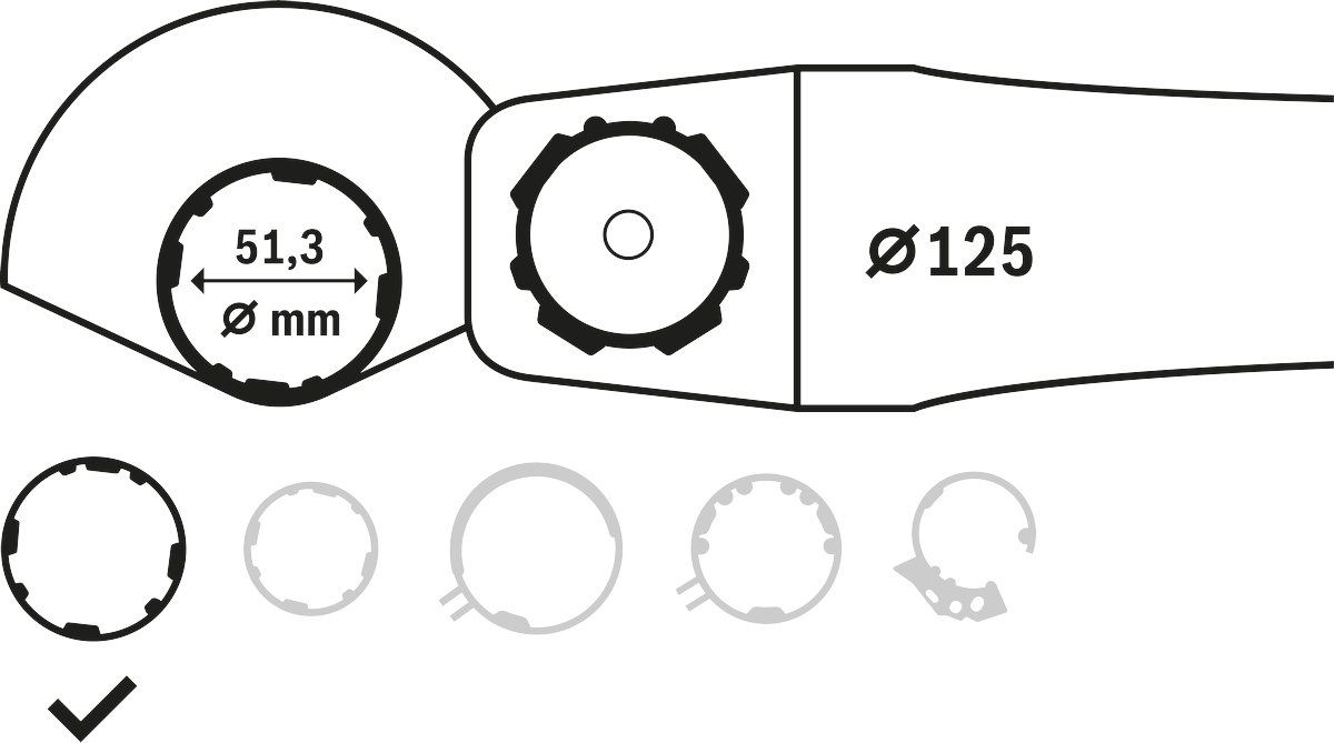 Raccord de protection combiné 51,3 mm 125 mm.