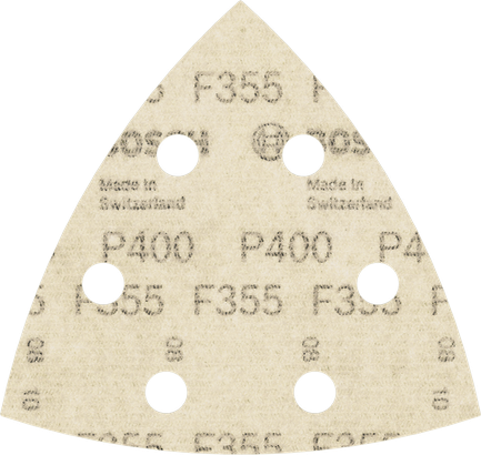 Feuille abrasive Bosch PRO F355 G400 avec 6 trous.