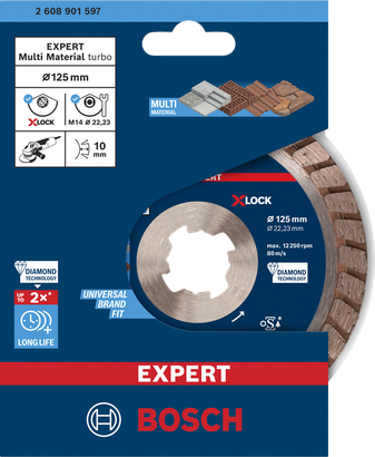 Disque à tronçonner diamanté Bosch EXPERT MultiMaterial X-LOCK 125 × 22,23 mm.