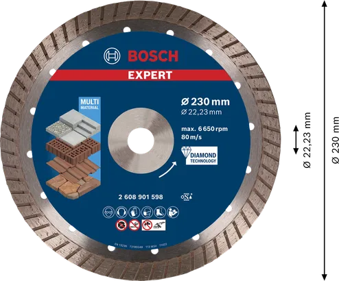 Disque à tronçonner diamanté Bosch EXPERT MultiMaterial 230 mm.