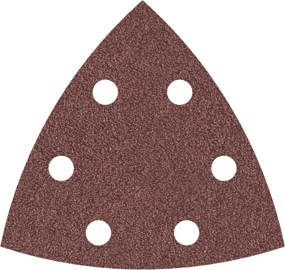 Feuille abrasive Bosch Delta avec six trous d'aspiration de poussière.