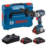 Ensemble de perceuse-visseuse sans fil Bosch GSR 18V-110 C avec trois batteries.