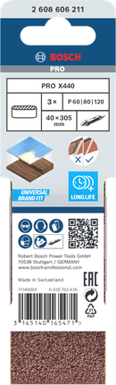 Bandes abrasives Bosch PRO X440 40×305 mm 3 pièces.