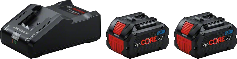Coffret de démarrage Bosch avec chargeur GAL 18V-160 et deux batteries ProCORE18V 8.0Ah.