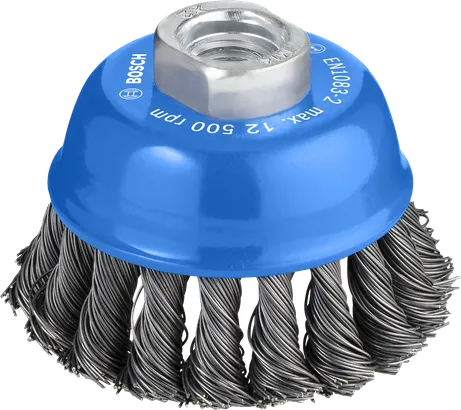 Brosse coupe métallique robuste Bosch PRO 75 mm pour meuleuses d'angle.