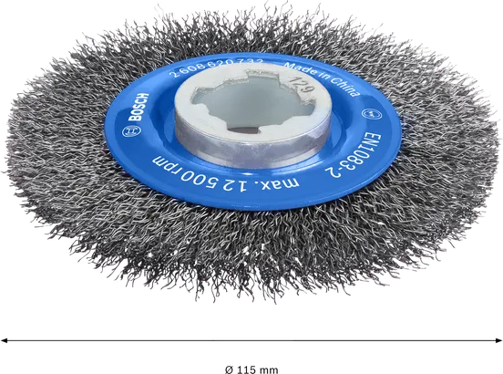 Roue à rayons Bosch PRO Metal clean X-Lock, diamètre 115 mm.