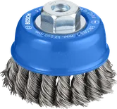 Brosse à godet métallique Bosch PRO 75 mm pour meuleuses d'angle.