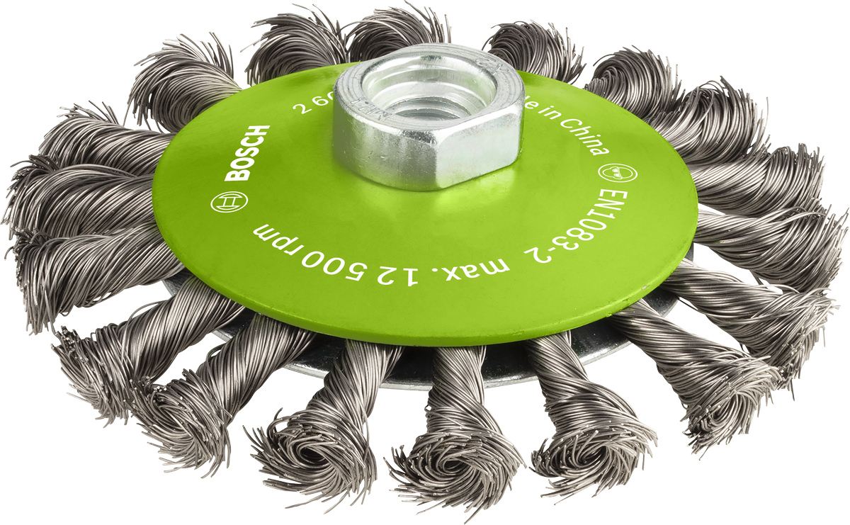Brosse biseautée lourde Bosch PRO en acier inoxydable 115 mm.