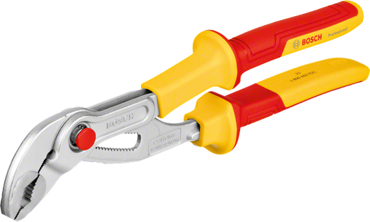 Bosch VDE waterpomptang met geïsoleerde handgrepen.