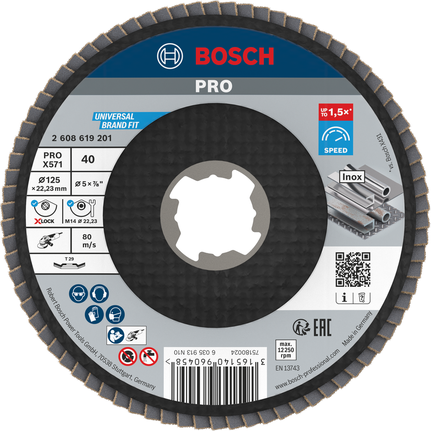 Disque à lamelles Bosch PRO X571 incliné 125 mm G40 X-Lock.