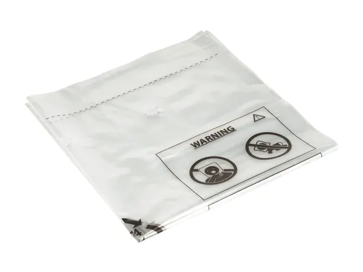 Sac d'élimination Bosch pour la collecte de la poussière avec avertissement de sécurité.