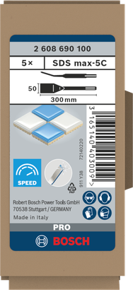 Coffret de burins à carrelage Bosch PRO SDS max-5C 50 × 300 mm 5 pièces.
