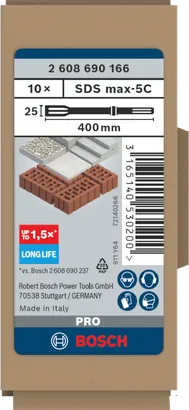 Coffret de burins Bosch SDS max-5C 25 × 400 mm.