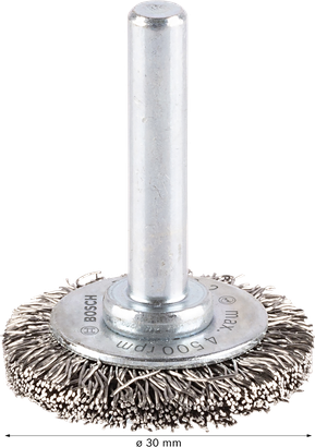 Meule à fil propre Bosch PRO en acier inoxydable, diamètre 30 mm.