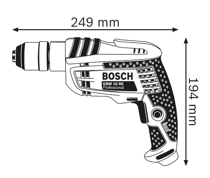Diagramme des dimensions du foret.