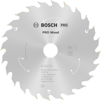 Lame de scie circulaire sans fil Bosch PRO Wood, 140 mm T24.