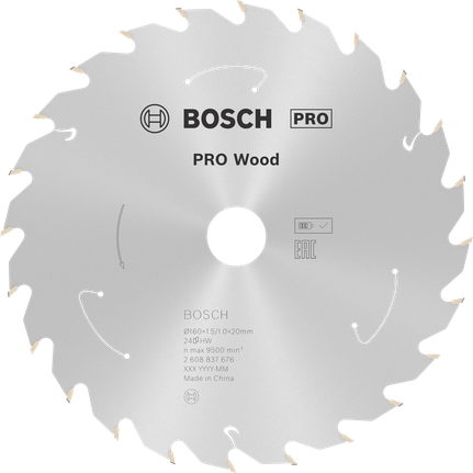 Lame de scie circulaire Bosch PRO Wood 160 mm, 24 dents.