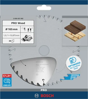 Lame de scie Bosch PRO Wood 165×1,5×15,875 mm T36.