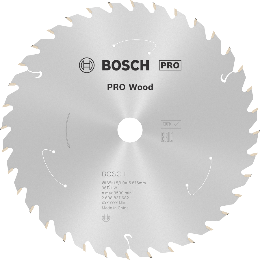 Lame de scie circulaire sans fil Bosch PRO Wood T36, 165 mm.