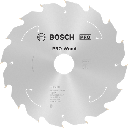 Lame de scie circulaire sans fil Bosch PRO Wood, 190 mm.