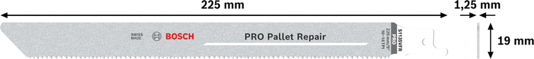 Lame de réparation de palette Bosch PRO S1135VFR, longueur 225 mm.