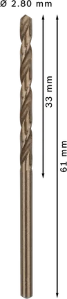 Foret hélicoïdal Bosch PRO HSS-Co, diamètre 2,8 mm.