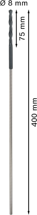 Foret d'installation Bosch PRO Wood HSS 8x75x400 mm.
