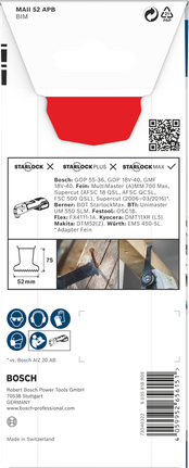 Lame multi-outil Bosch PRO MAII 52 APB 52×75 mm.