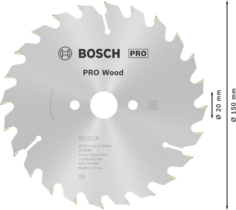 Lame de scie circulaire Bosch PRO Wood 150 mm T24 pour bois.