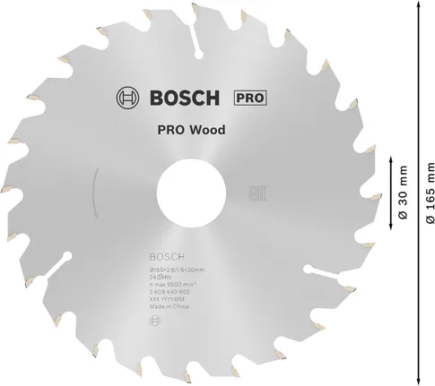 Lame de scie circulaire Bosch PRO Wood 165 mm T24 pour bois.