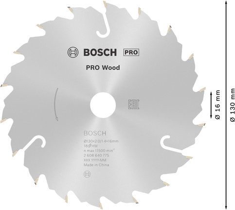 Lame de scie circulaire à bois Bosch PRO 130 mm T18.