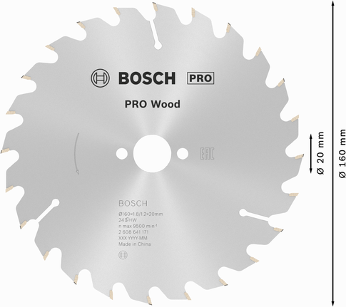 Lame de scie circulaire Bosch PRO Wood 160 mm T24.