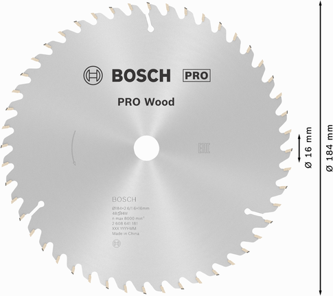 Lame de scie circulaire Bosch PRO Wood 184 mm 48 dents.