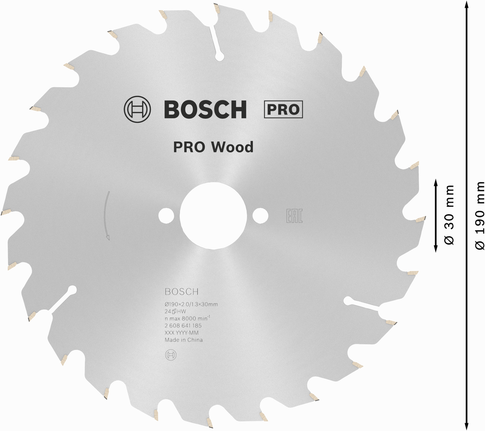 Lame de scie circulaire à bois Bosch PRO 190 mm T24.