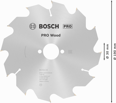 Lame de scie circulaire Bosch PRO Wood 190 mm 12 dents.