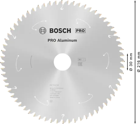 Lame de scie circulaire Bosch PRO Aluminium 216 mm 64T.