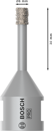 Fraise à carotter à sec Bosch PRO Ceramic 6 mm pour un perçage précis.